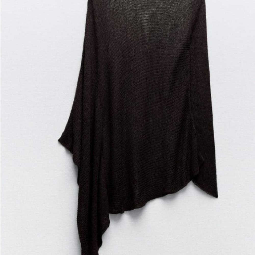 Zara Black Shrug Poncho Sweater Asymmetrical Design